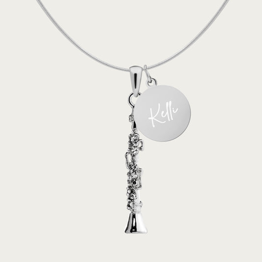 Personalized Clarinet Pendant & Engraved Charm Necklace