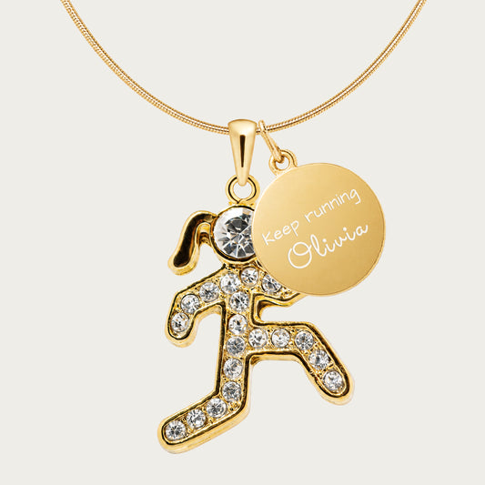 Personalized Runner Necklace with Engraved Coin Charm