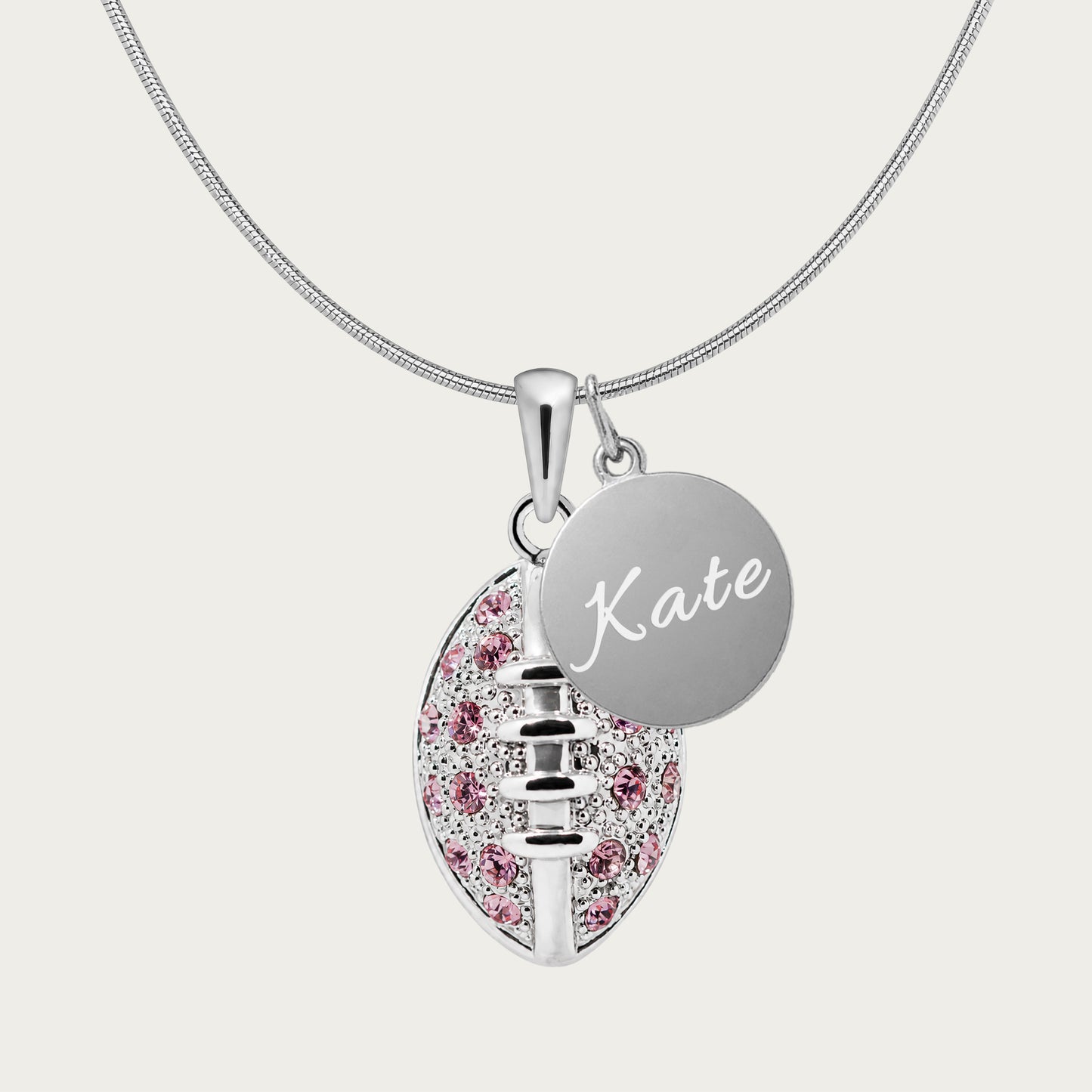 Personalized Football Necklace with Coin Charm