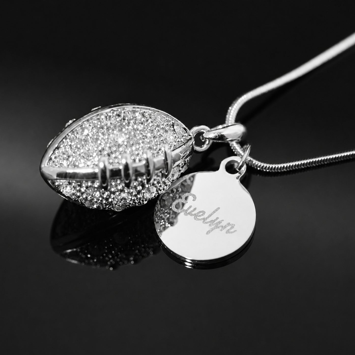 Personalized Football Necklace with Coin Charm