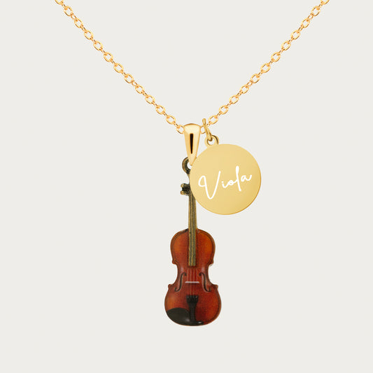 Personalized Violin Necklace with Customized Coin Charm