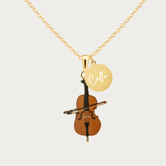Personalized Cello Necklace with Customized Coin Charm