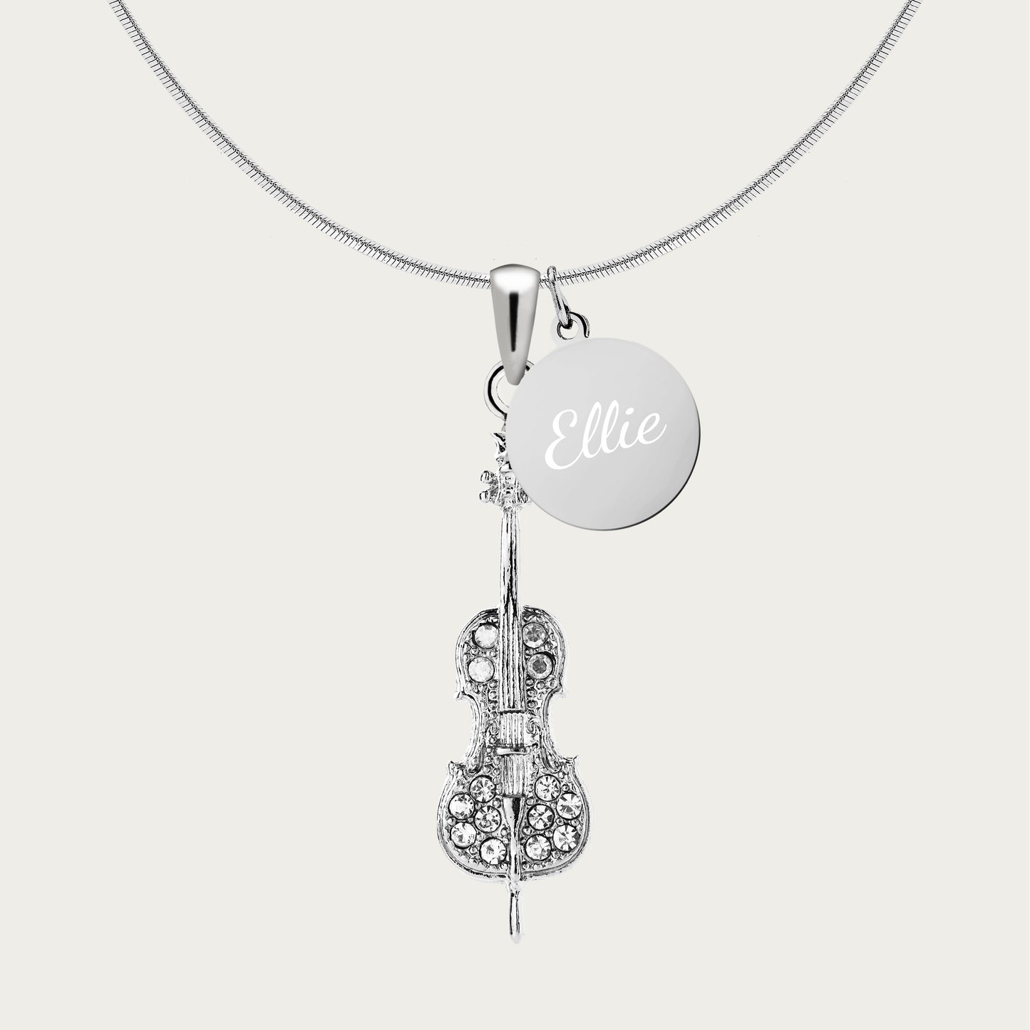 Personalized Cello Pendant & Engraved Charm Necklace