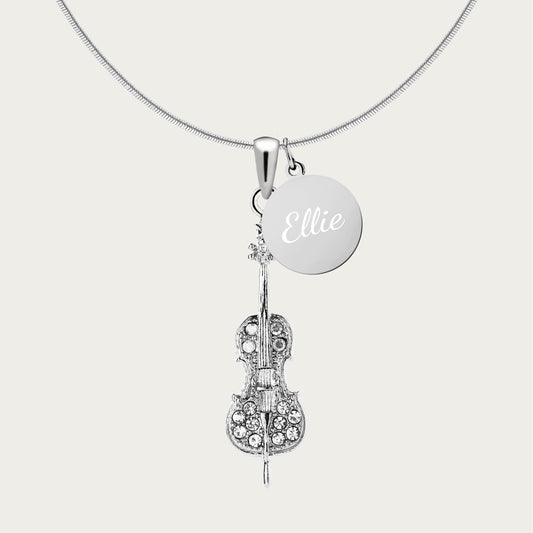 Personalized Cello Pendant & Engraved Charm Necklace