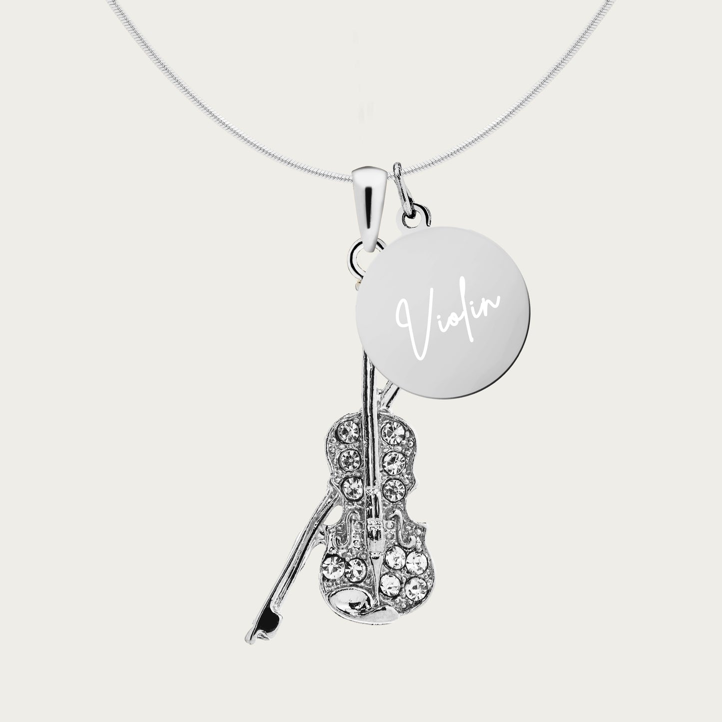 Personalized Violin Pendant & Engraved Charm Necklace