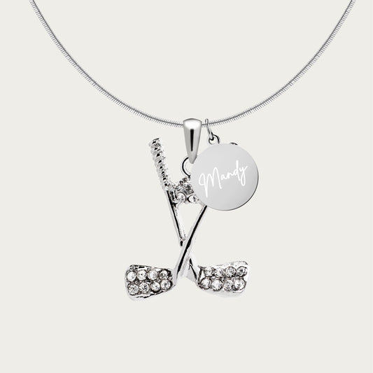 Personalized Rhinestone Golf Necklace with Coin Charm