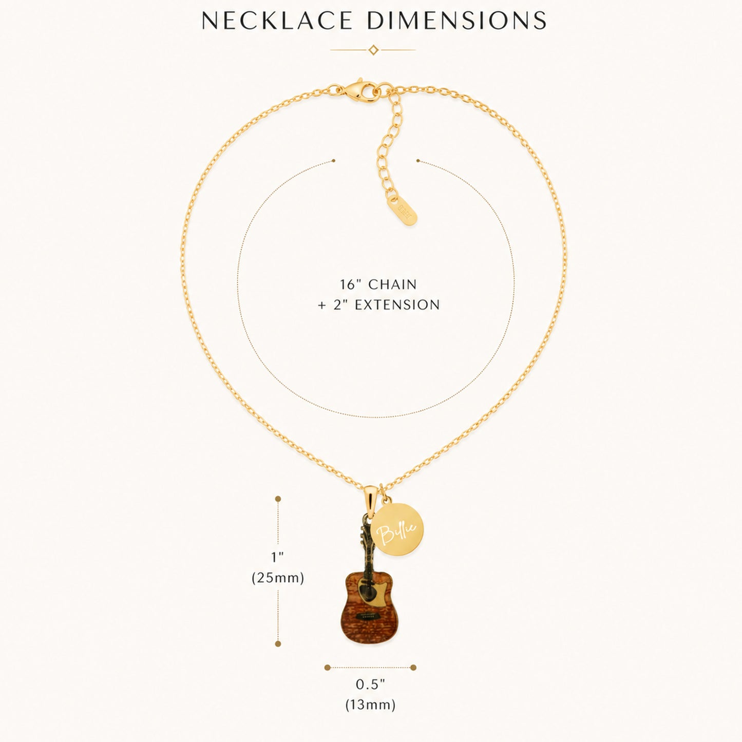 Personalized Guitar Necklace with Customized Coin Charm