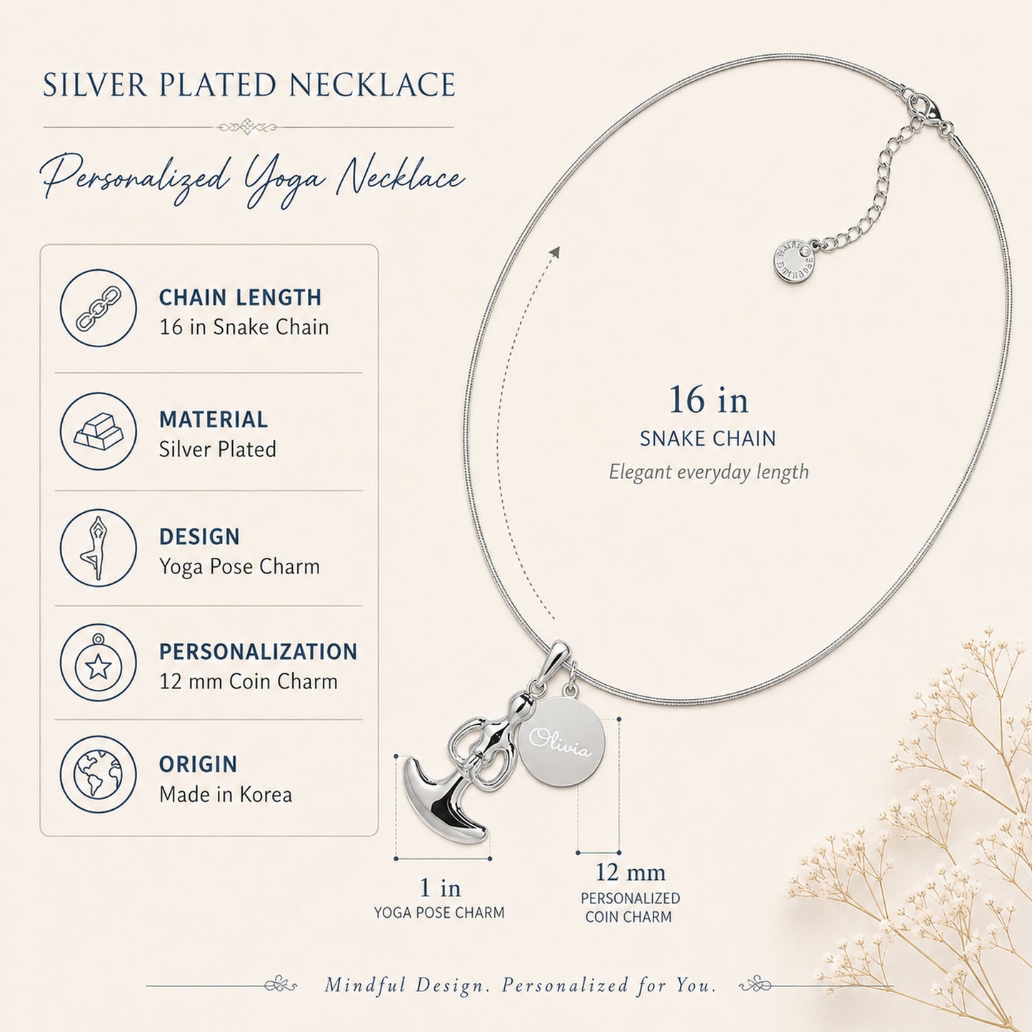 Personalized Yoga Pose Meditation Necklace