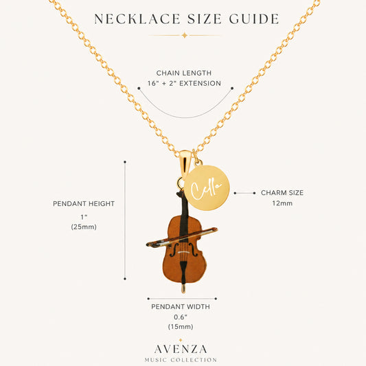 Personalized Cello Necklace with Customized Coin Charm