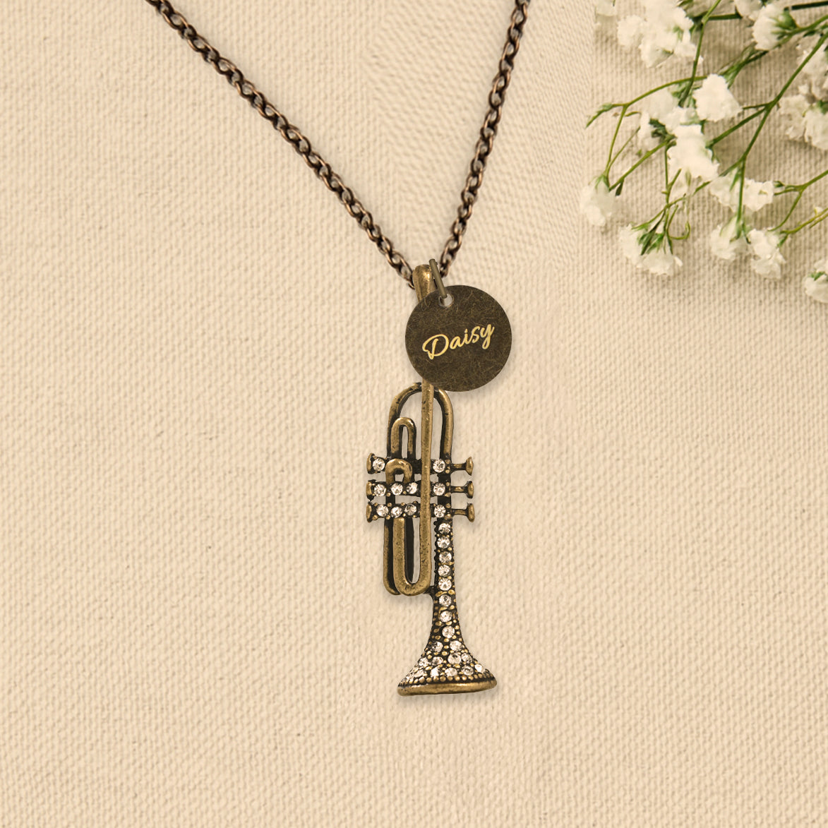 Antique Bronze Trumpet Necklace