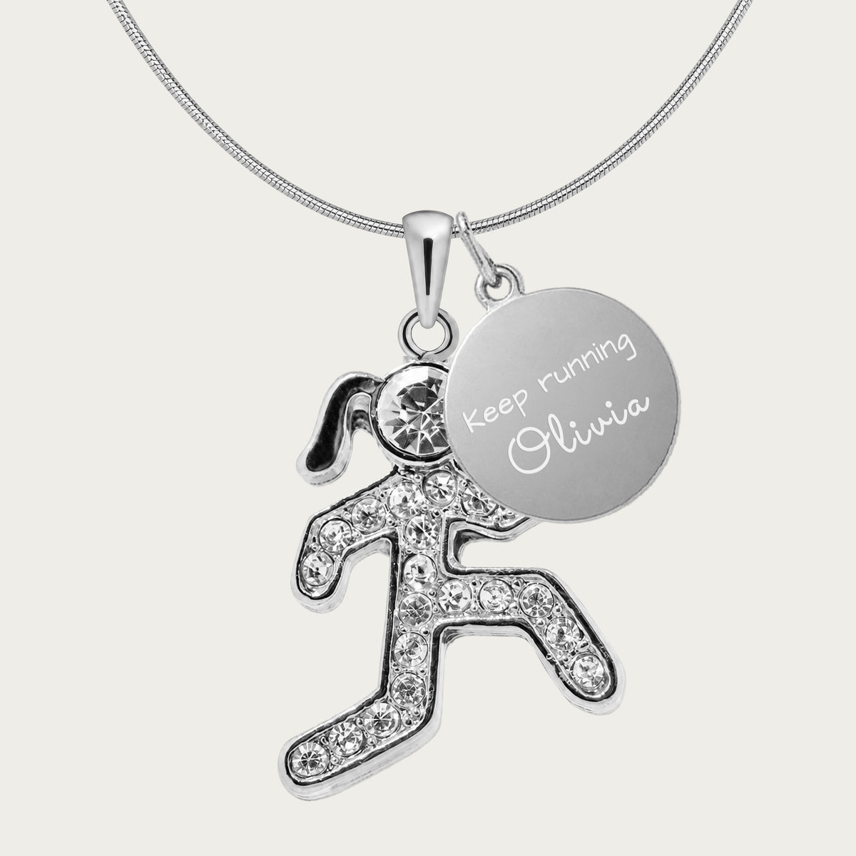 Runner Pendant Necklace - Custom Engraved Coin