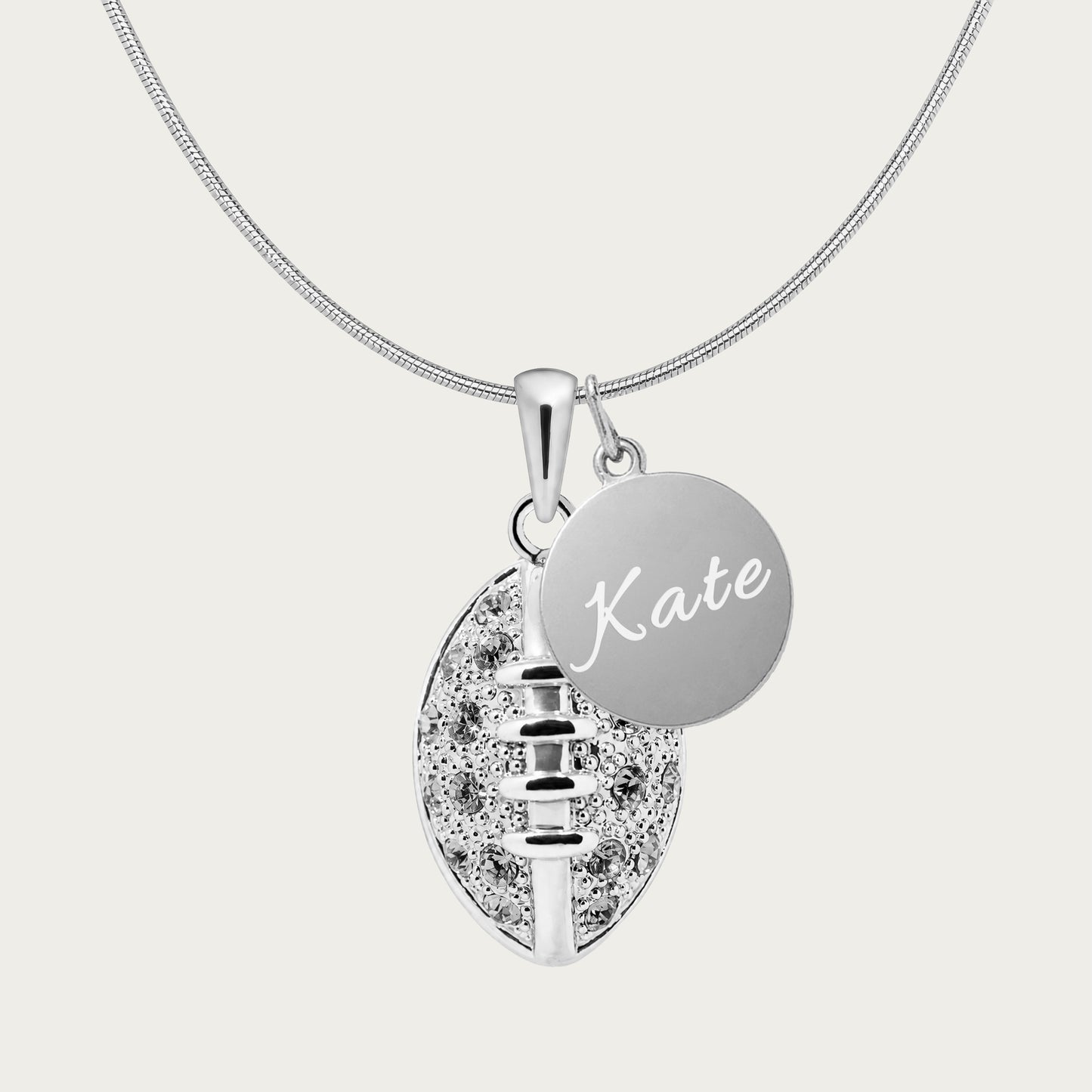 Personalized Football Necklace with Coin Charm