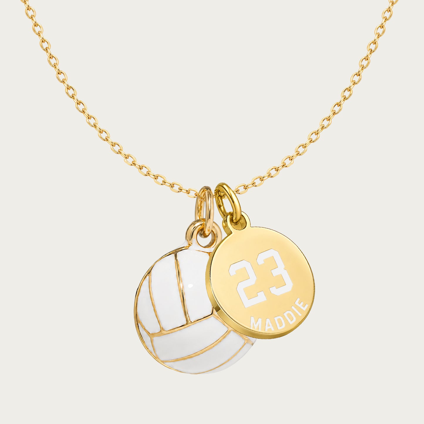 Personalized 3D Volleyball Necklace with Coin Charm