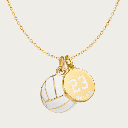 Personalized 3D Volleyball Necklace with Coin Charm