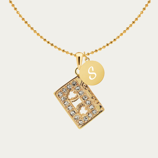 Personalized Retro Cassette Tape Pendant & Engraved Charm Necklace