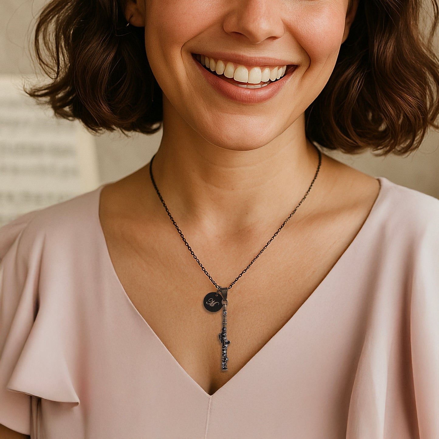 Antique Bronze Flute Necklace