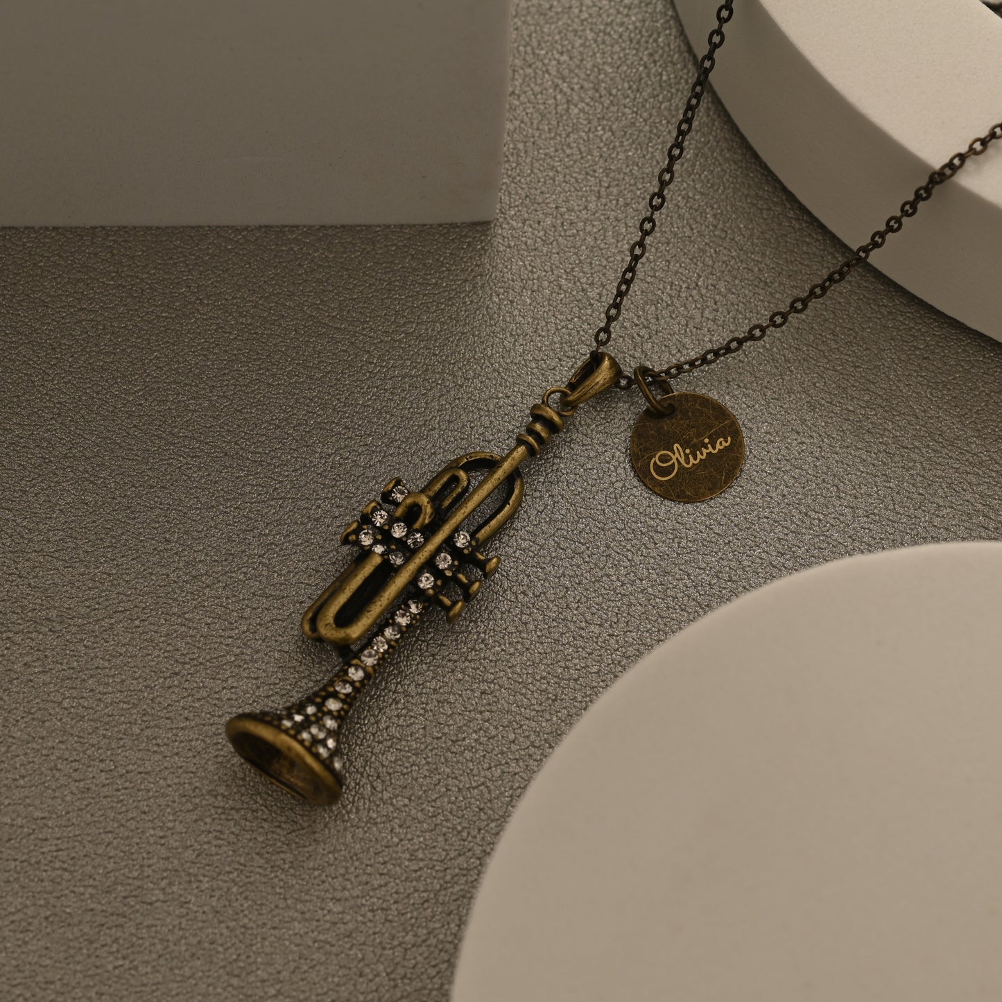 Antique Bronze Trumpet Necklace