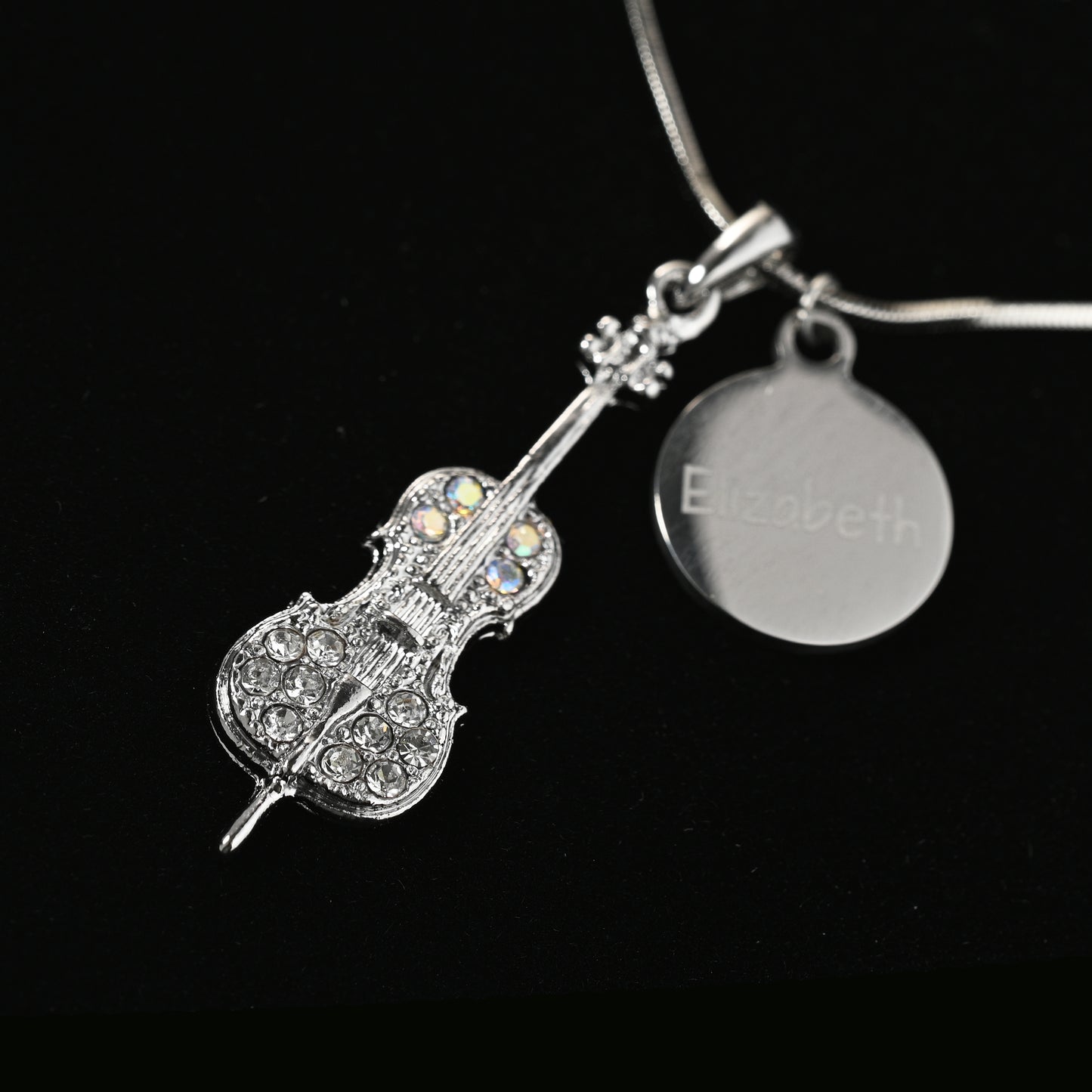 Personalized Cello Pendant & Engraved Charm Necklace