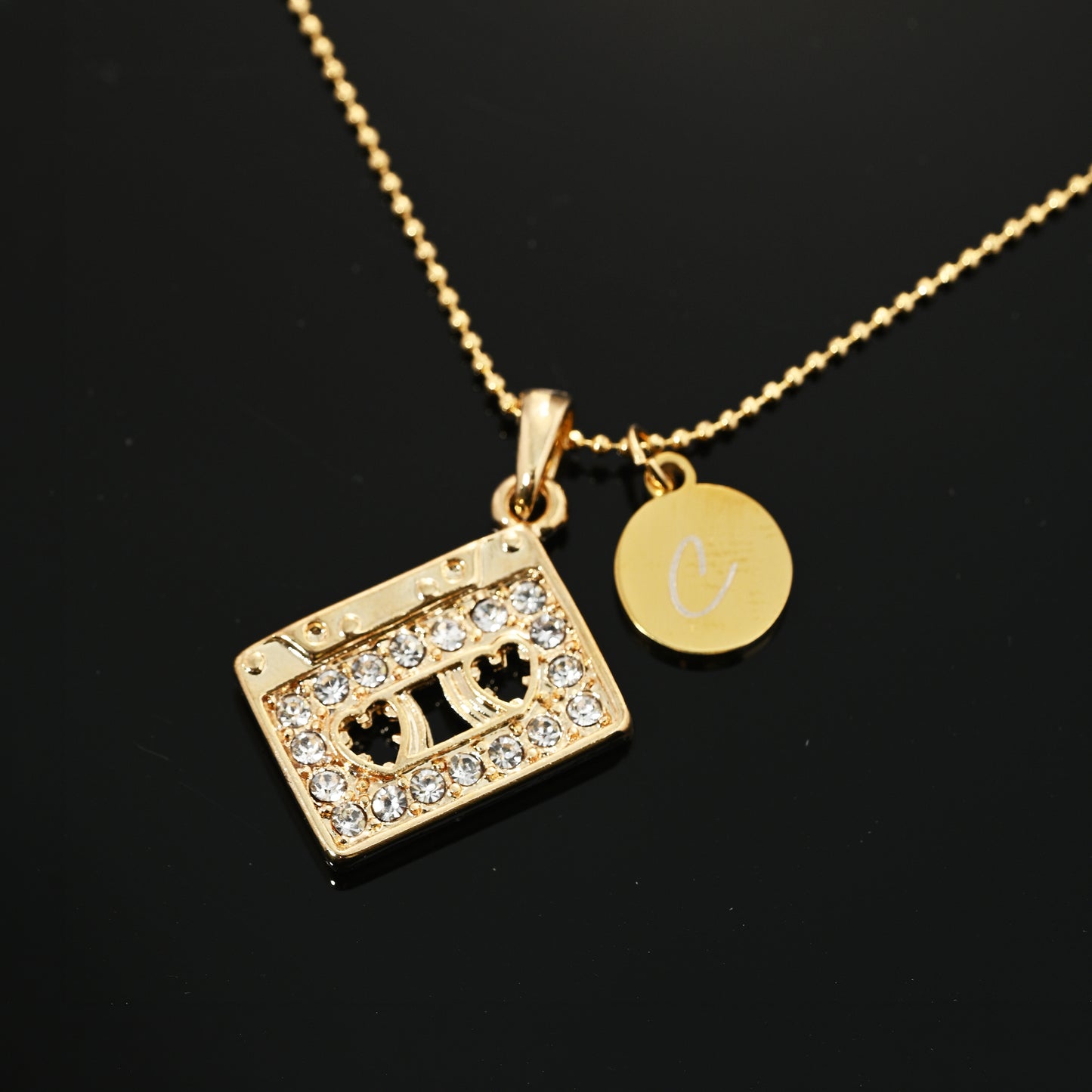 Personalized Retro Cassette Tape Pendant & Engraved Charm Necklace