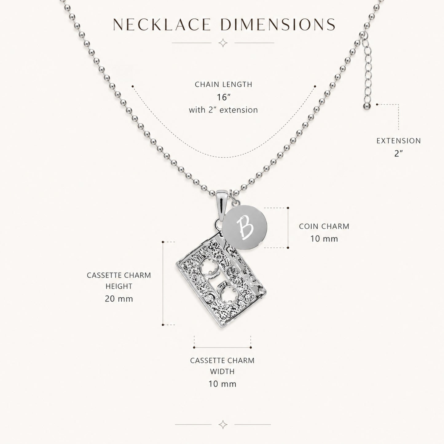 Personalized Retro Cassette Tape Pendant & Engraved Charm Necklace