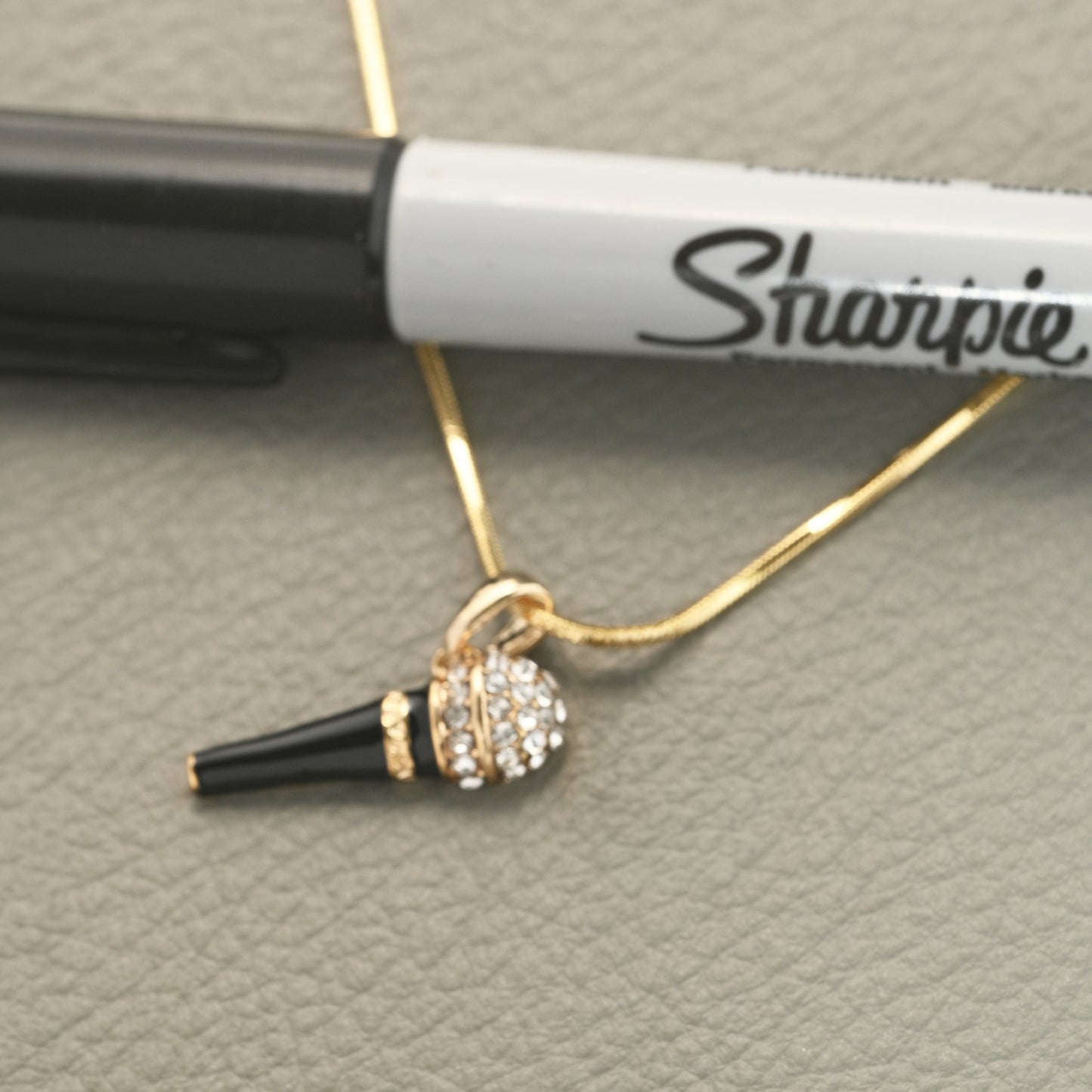 Personalized Retro Microphone Pendant & Engraved Charm Necklace