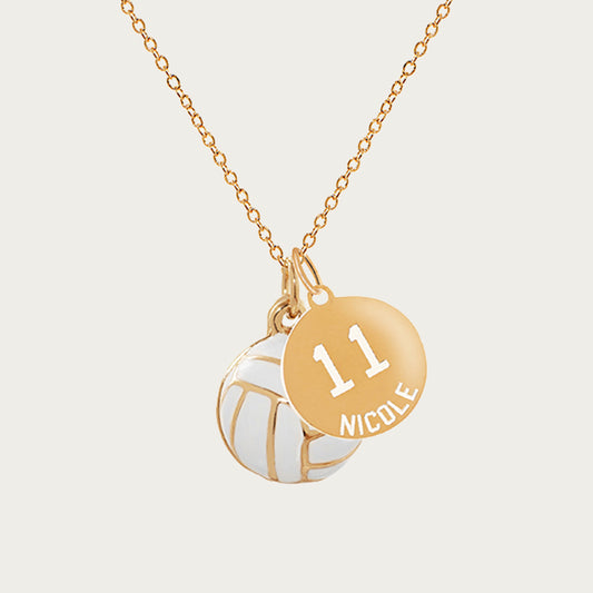 Personalized 3D Volleyball Necklace with Coin Charm