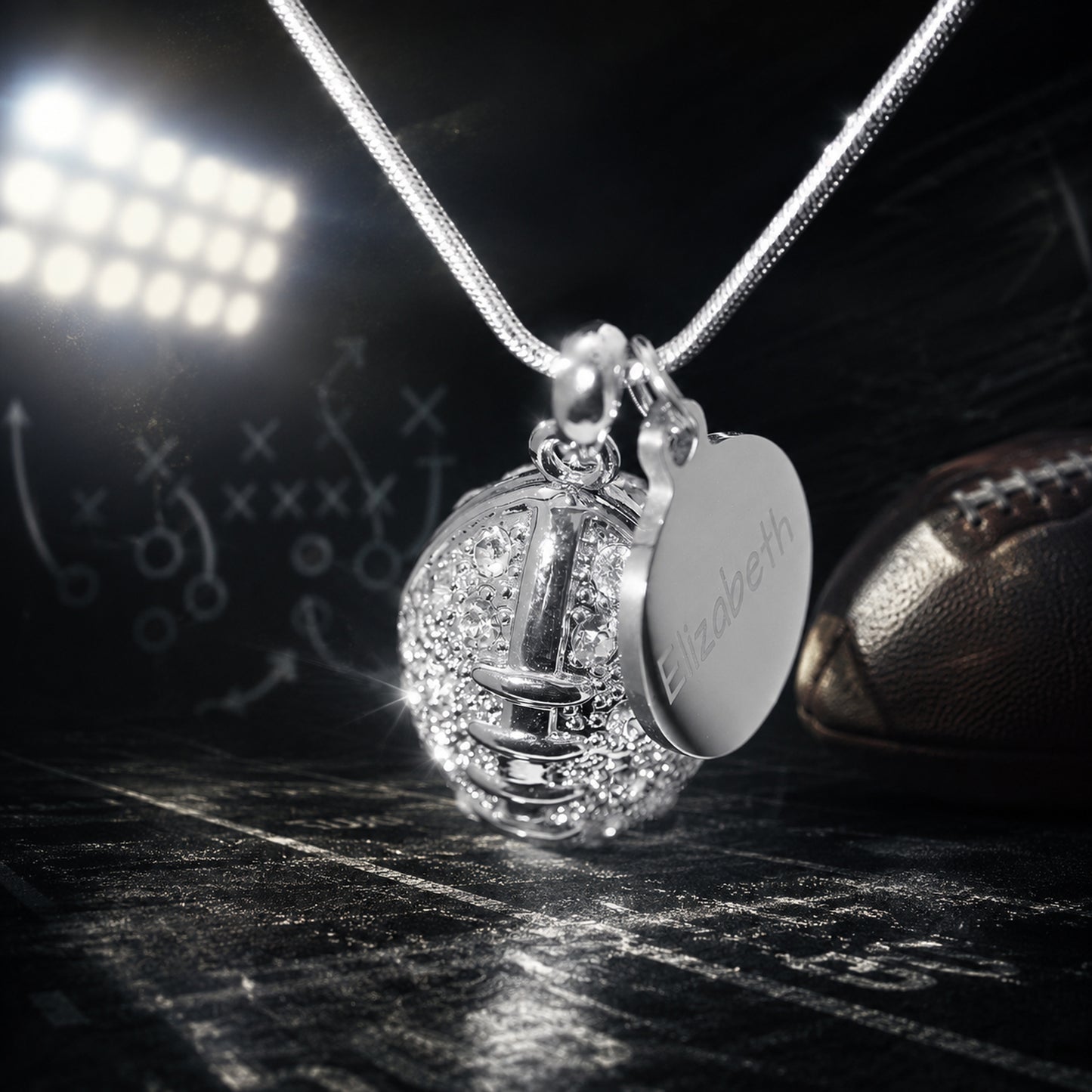 Personalized Football Necklace with Coin Charm