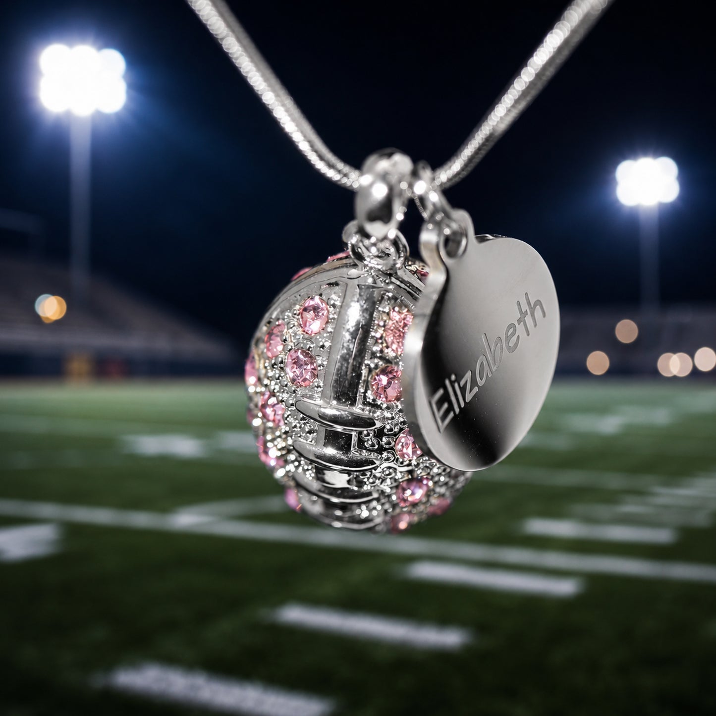 Personalized Football Necklace with Coin Charm