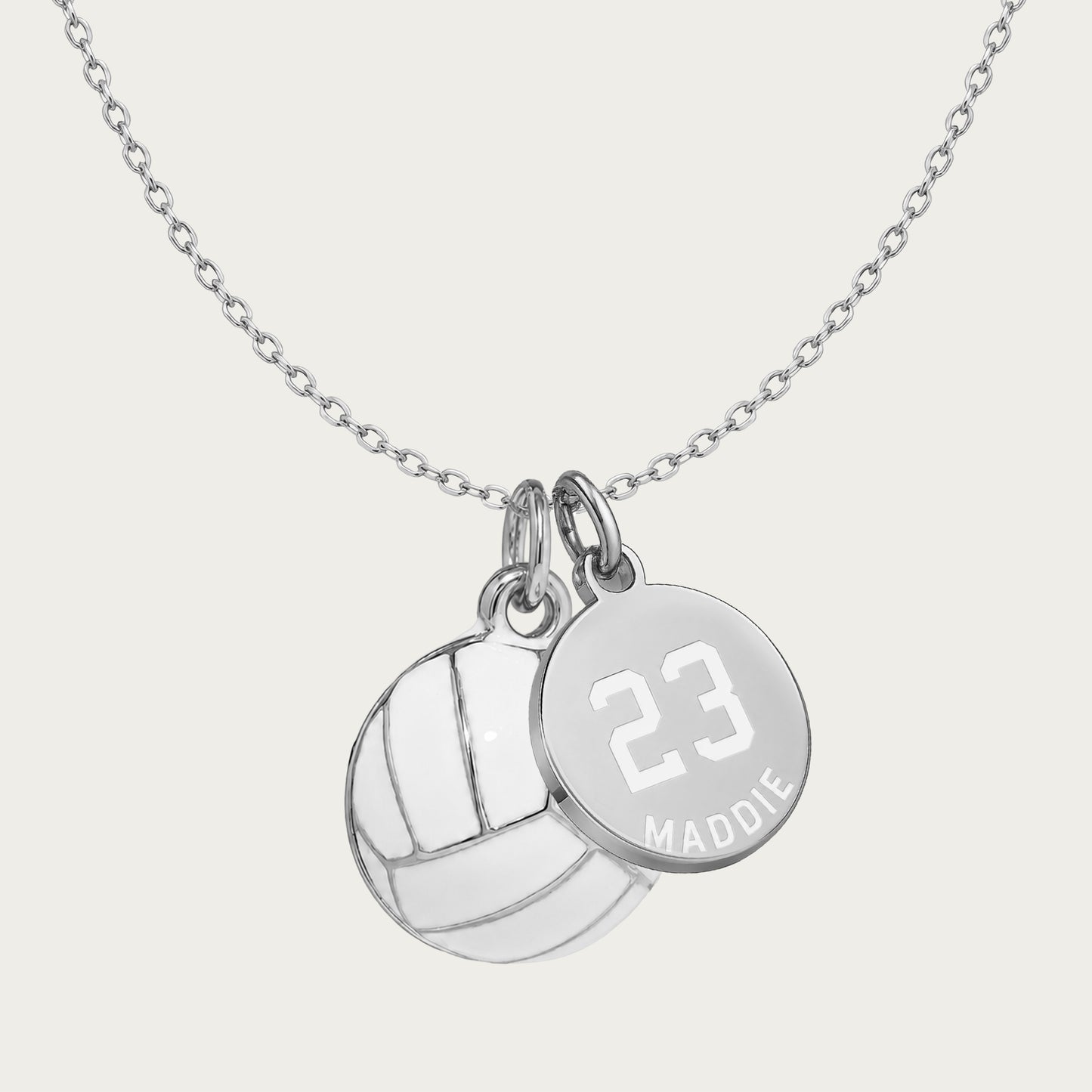 Personalized 3D Volleyball Necklace with Coin Charm