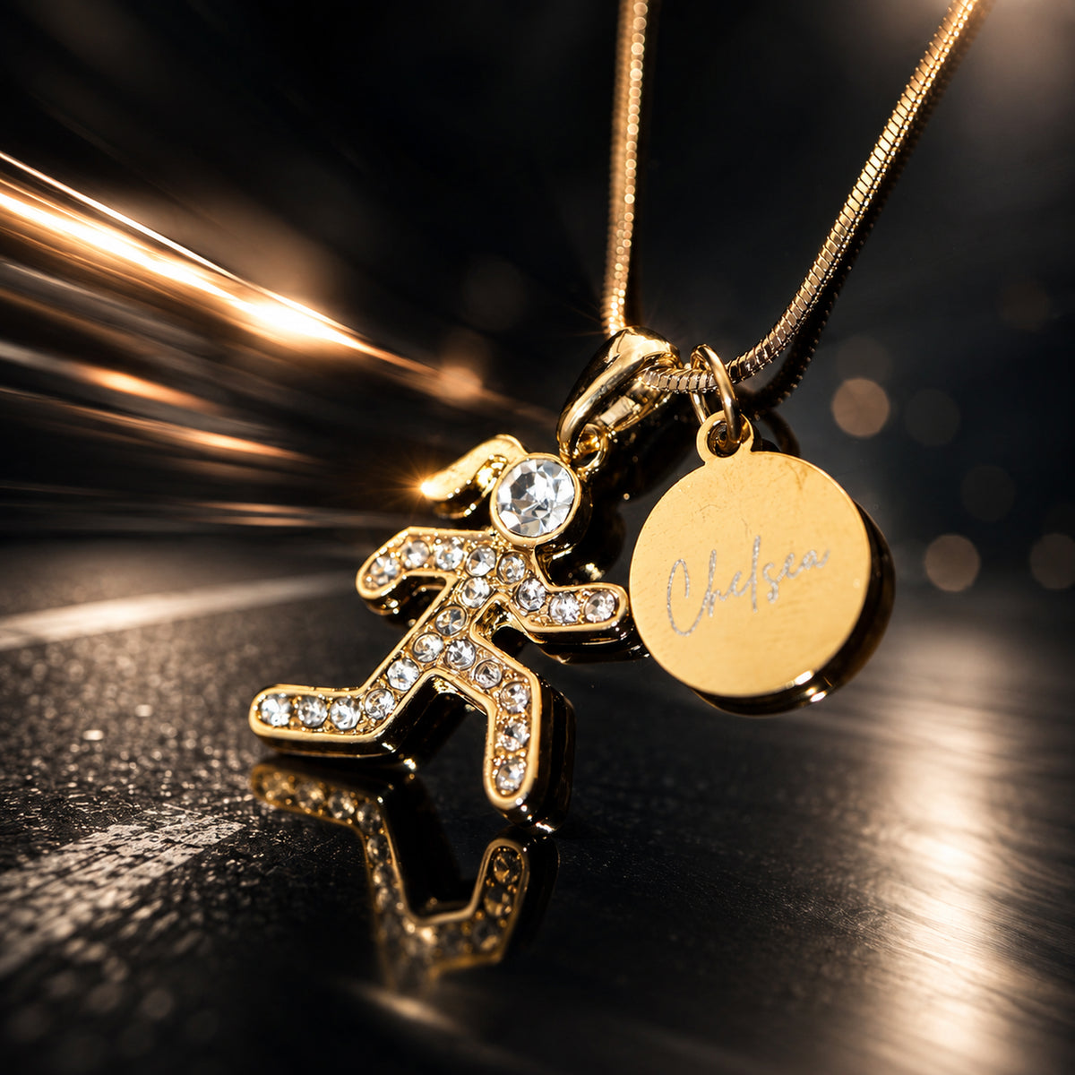 Runner Pendant Necklace - Custom Engraved Coin