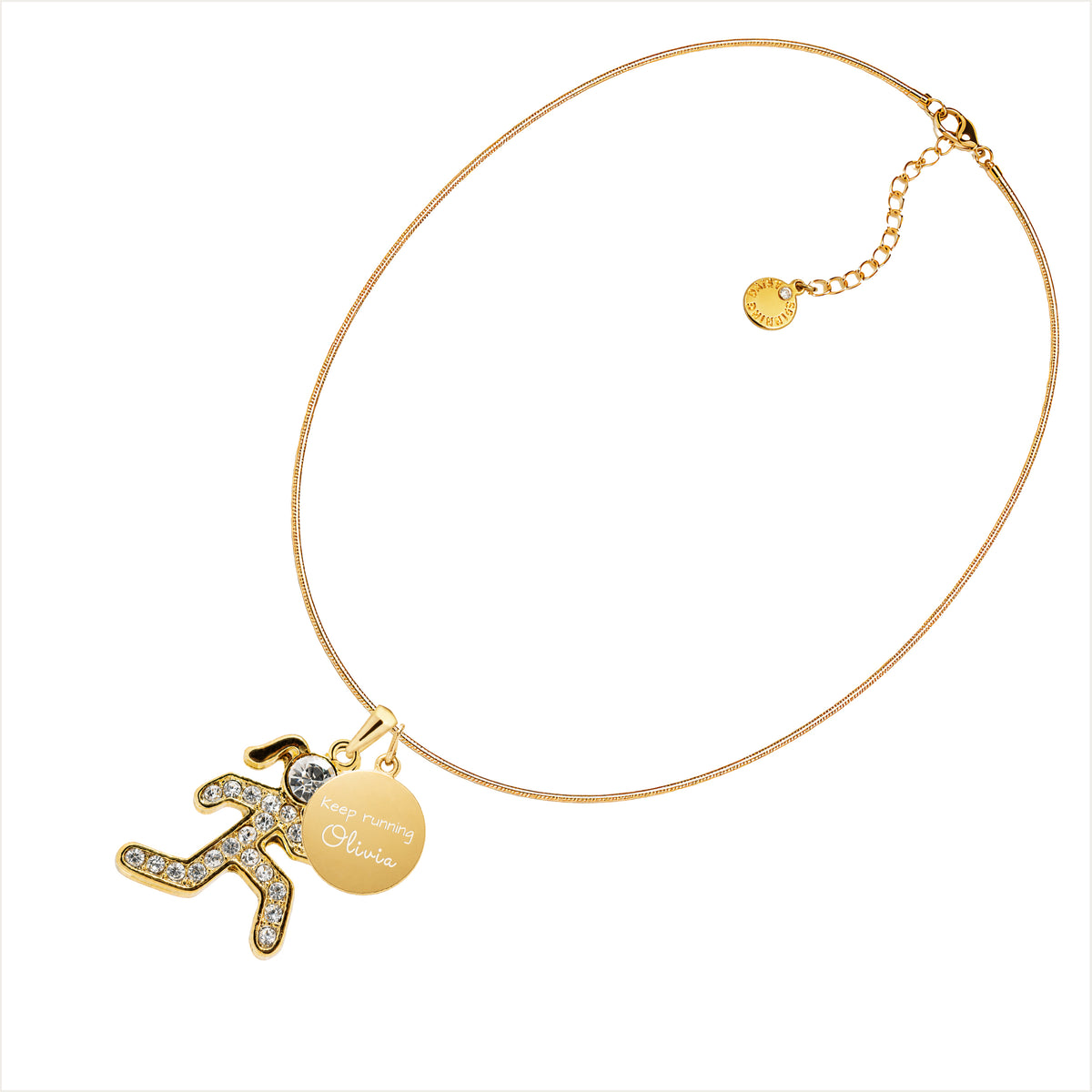 Runner Pendant Necklace - Custom Engraved Coin