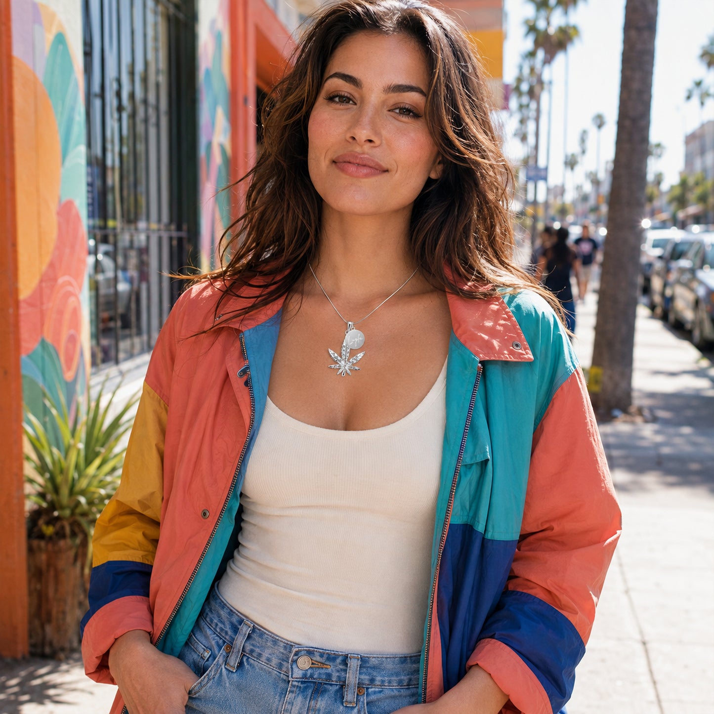 Personalized Crystal Cannabis Leaf Necklace