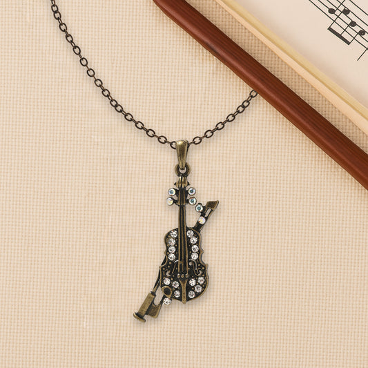 Antique Bronze Violin Necklace