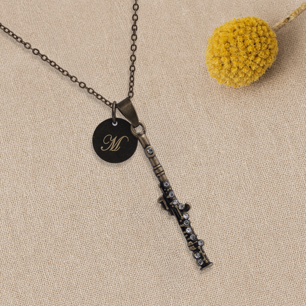 Antique Bronze Flute Necklace