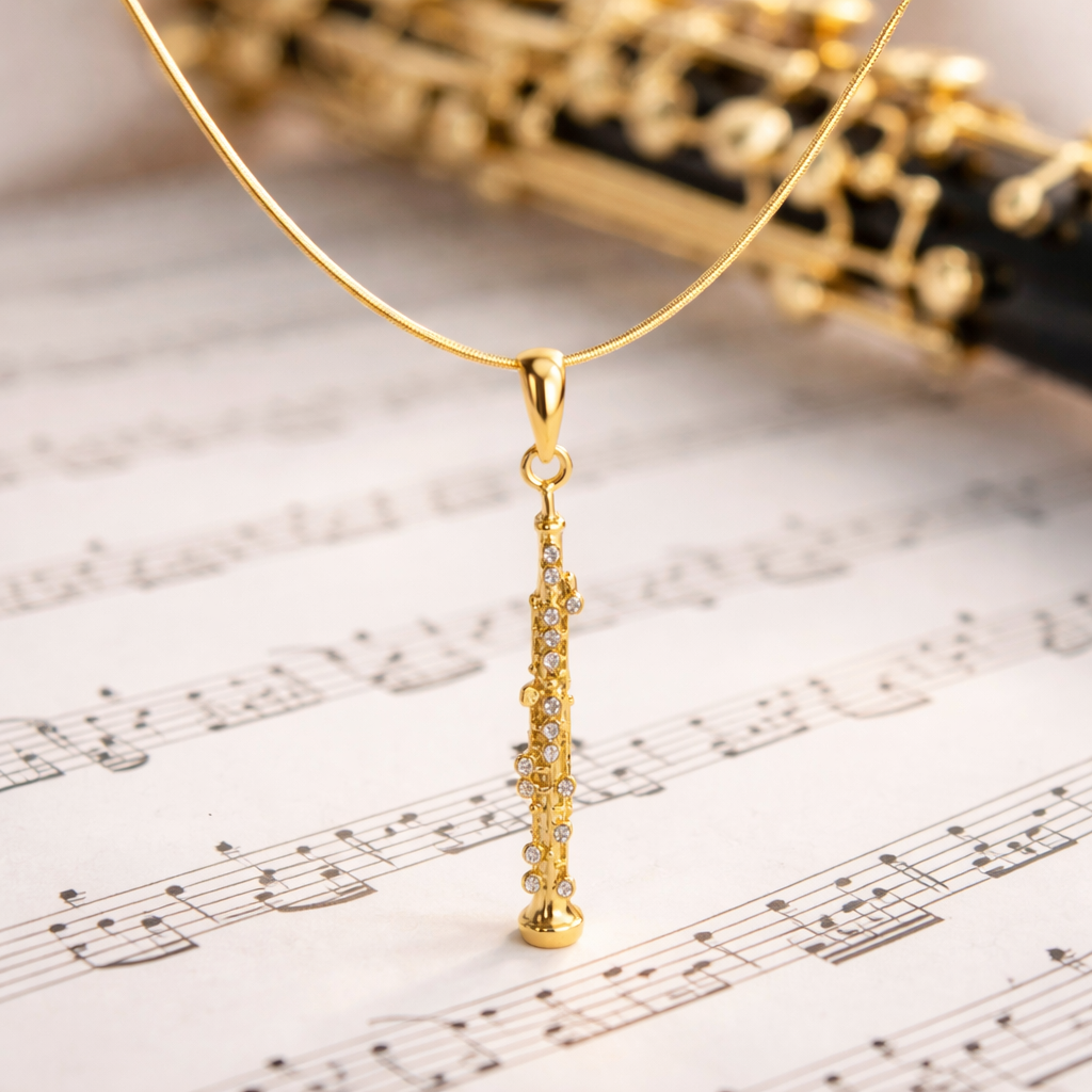 Personalized Oboe Pendant & Engraved Charm Necklace