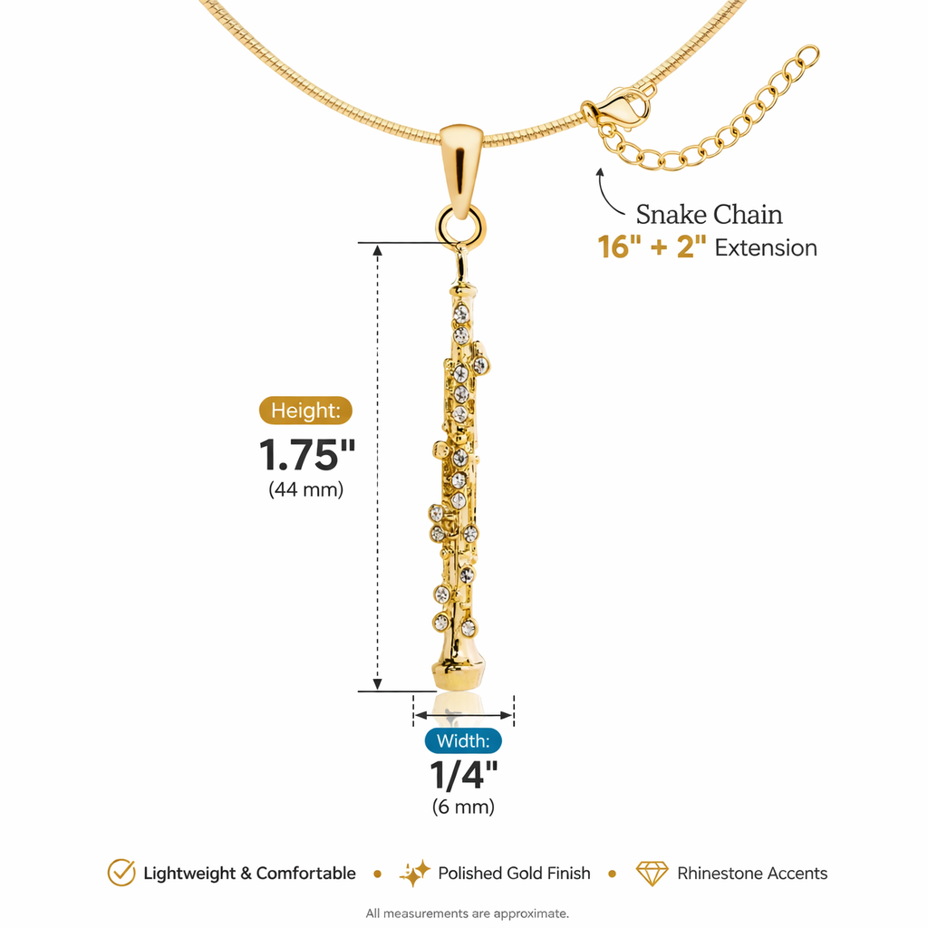 Personalized Oboe Pendant & Engraved Charm Necklace