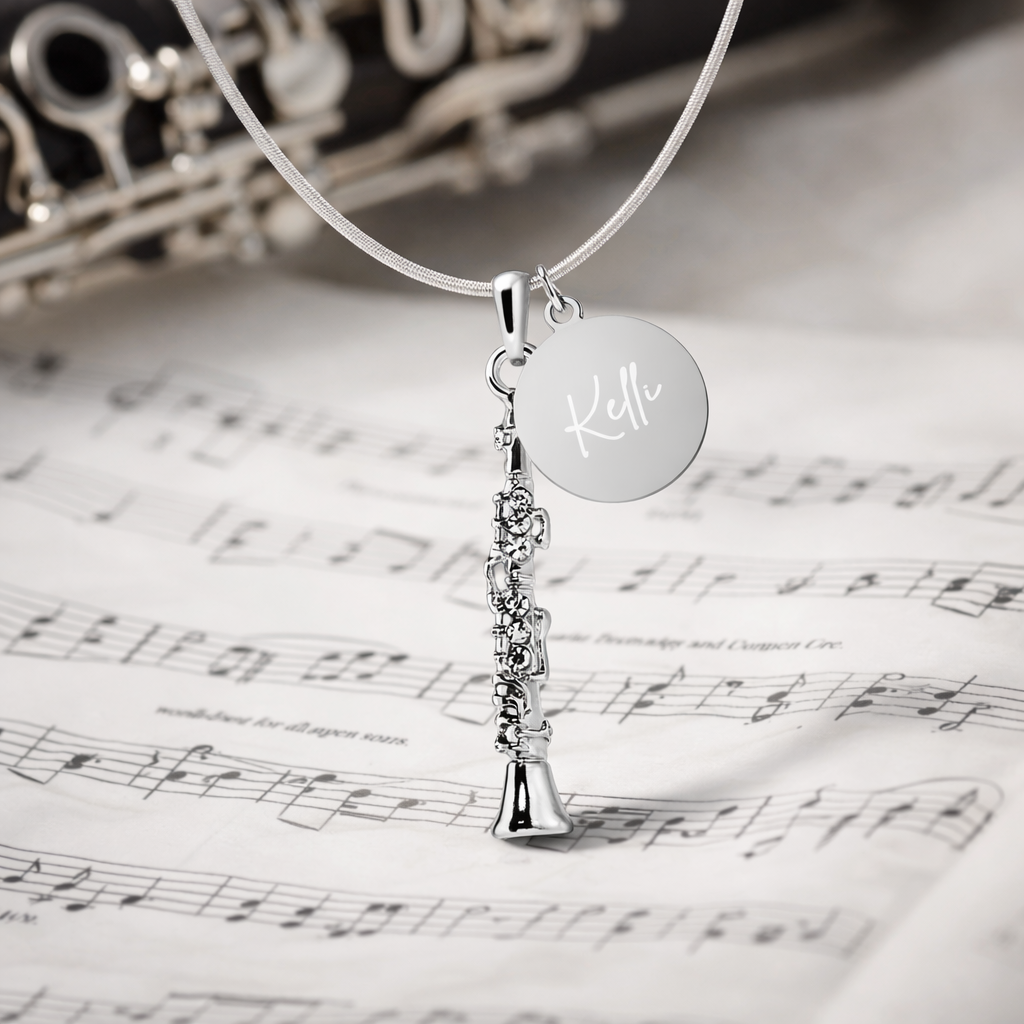 Personalized Clarinet Pendant & Engraved Charm Necklace