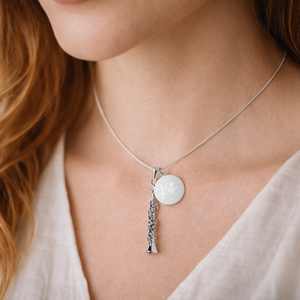 Personalized Clarinet Pendant & Engraved Charm Necklace