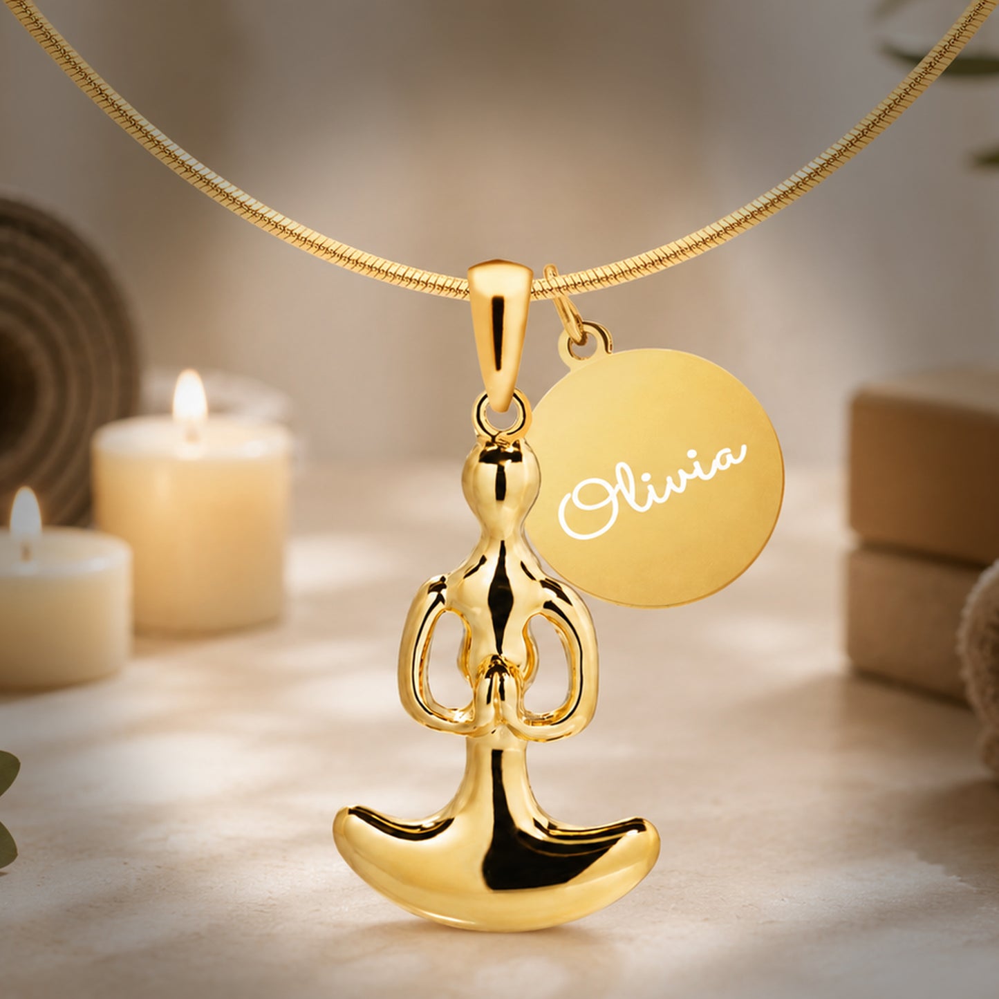 Personalized Yoga Pose Meditation Necklace