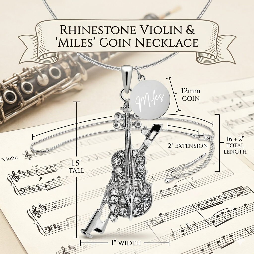 Personalized Viola Pendant & Engraved Charm Necklace