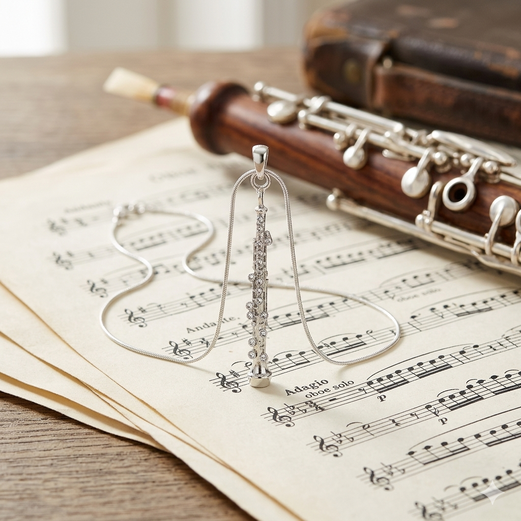 Personalized Oboe Pendant & Engraved Charm Necklace