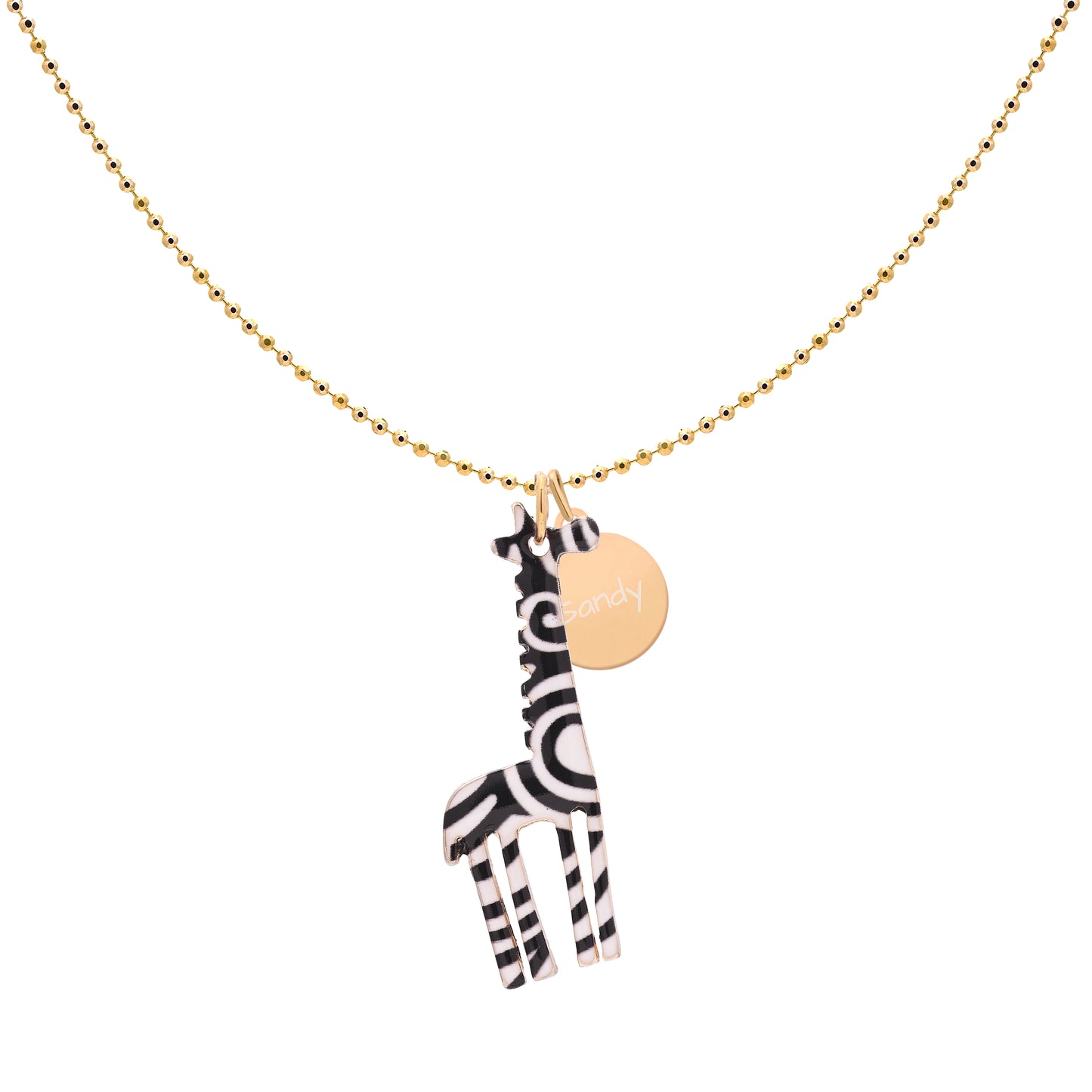 Whimsical Long Neck Necklace with Personalized Coin charm