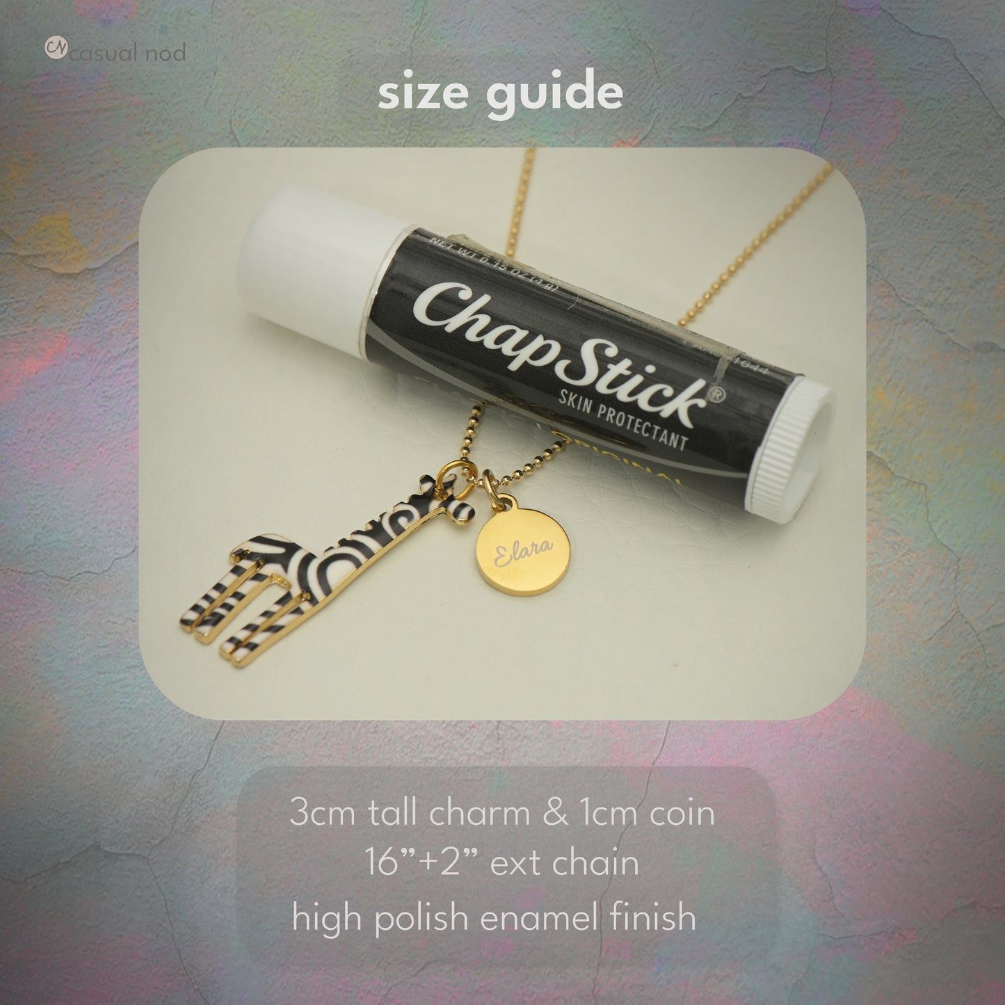 Whimsical Long Neck Necklace with Personalized Coin charm