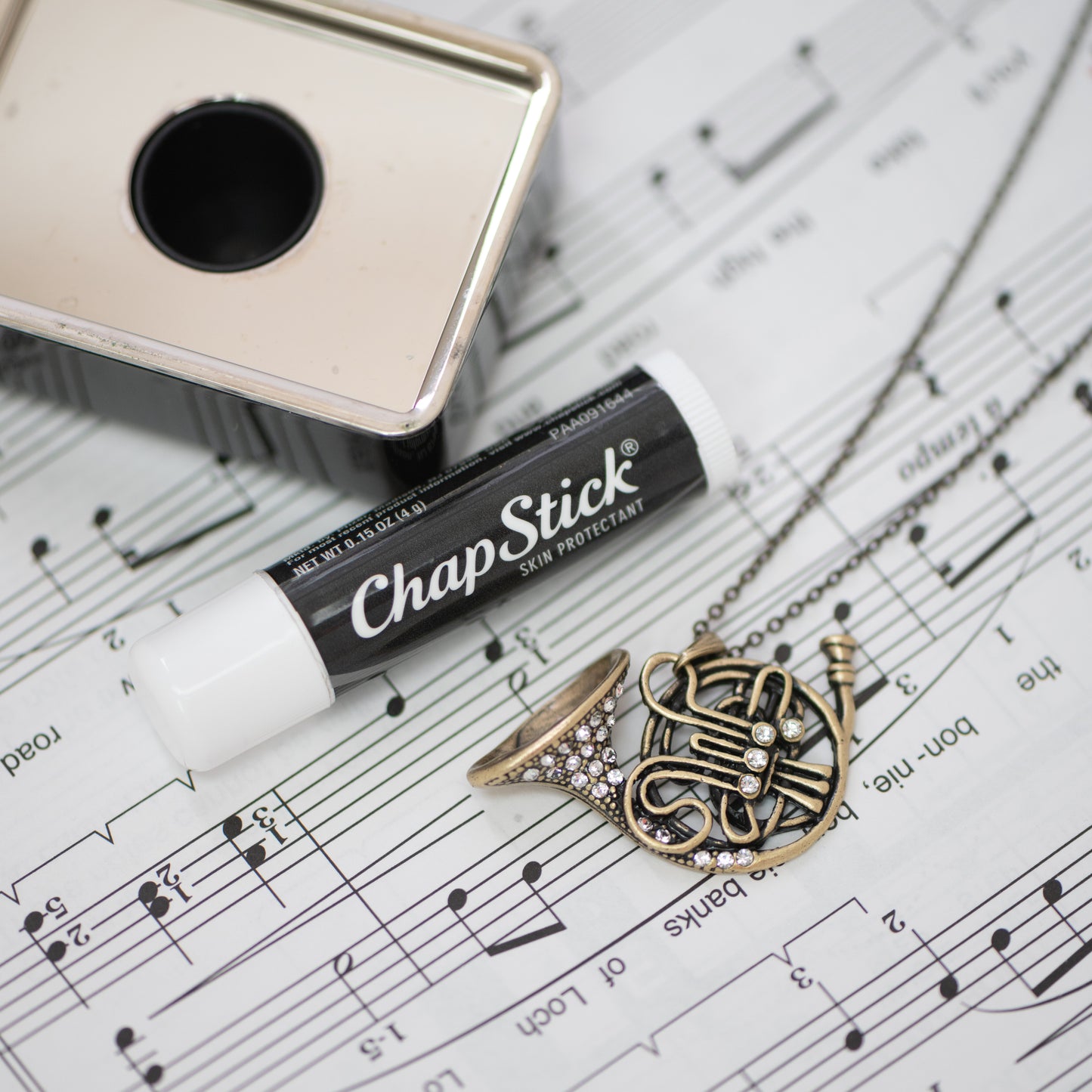 Antique Bronze French Horn Necklace with Engraved Coin