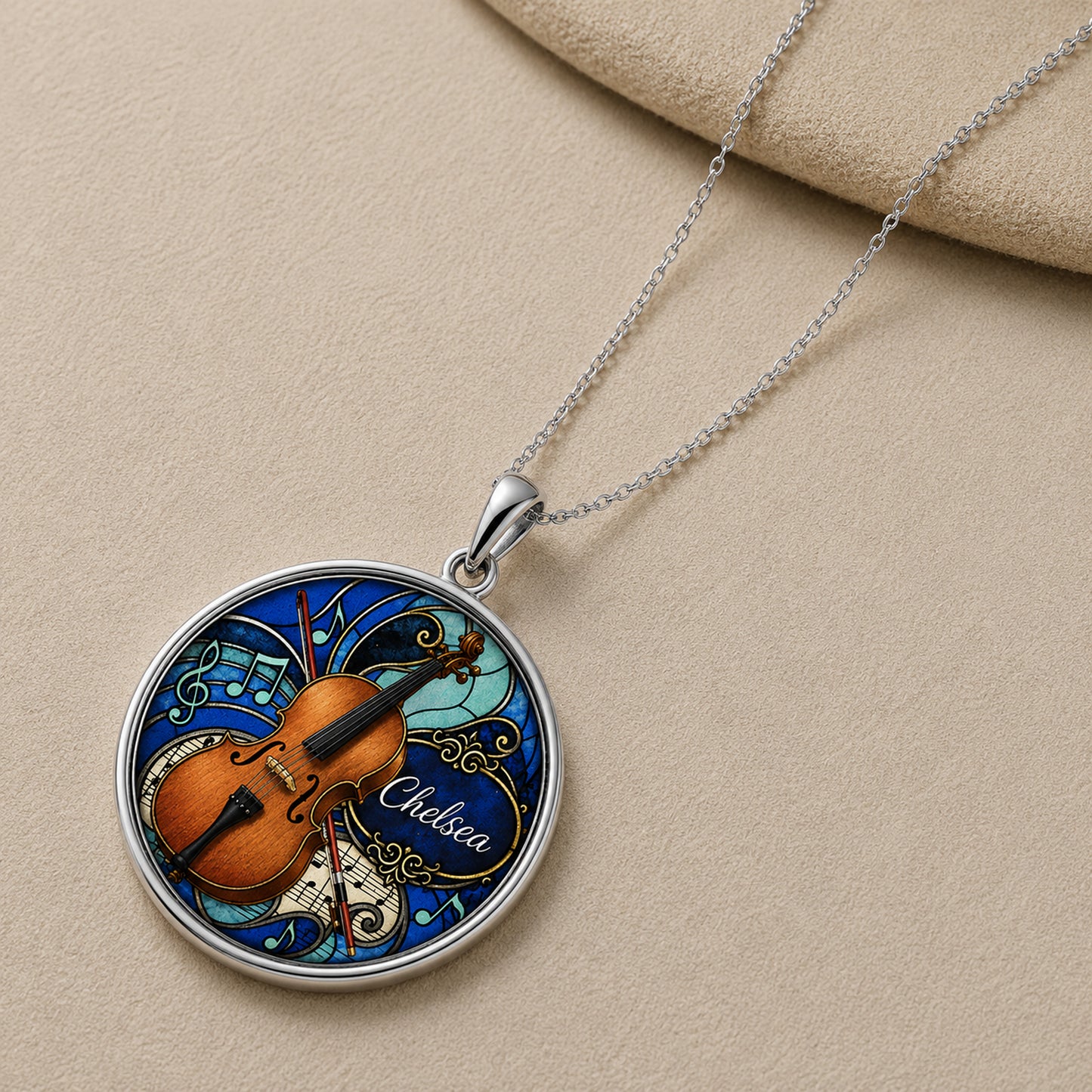 Personalized Cello Necklace with name and optional engraving on back