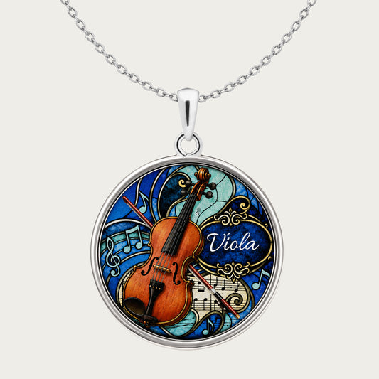 Personalized Viola Necklace with name and optional engraving on back