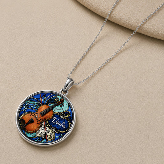 Personalized Viola Necklace with name and optional engraving on back