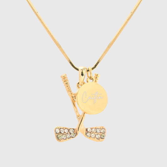 Personalized Rhinestone Golf Necklace with Coin Charm