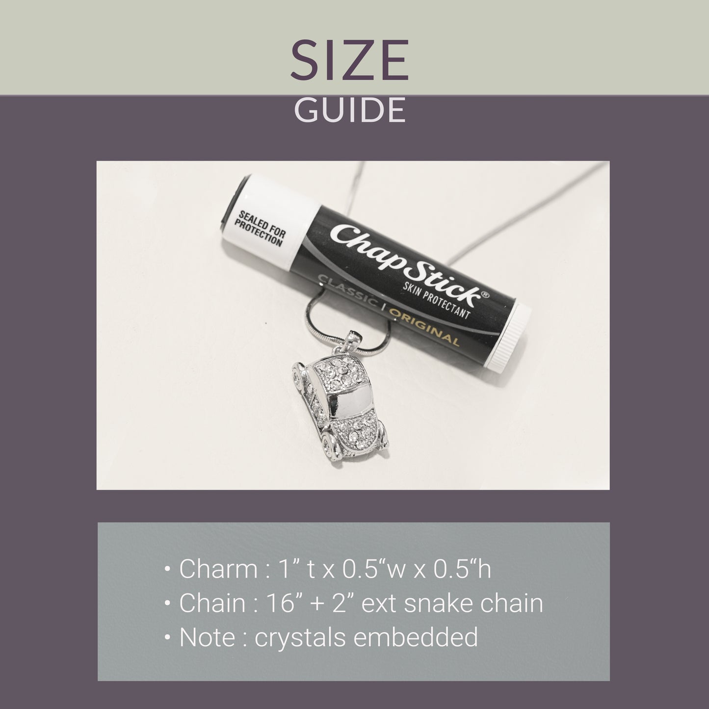 Silver Plated Bug Car Necklace | Engarving Option