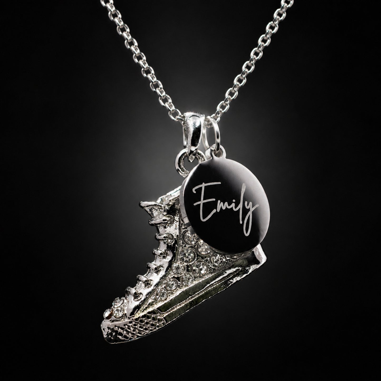 Personalized Hi Top Sneaker Necklace with Name Charm